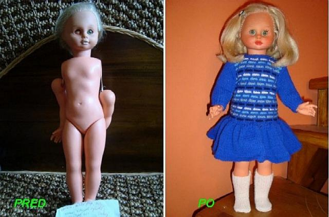 ..ďalšia zreštavrovaná bábika+ pletené šaty